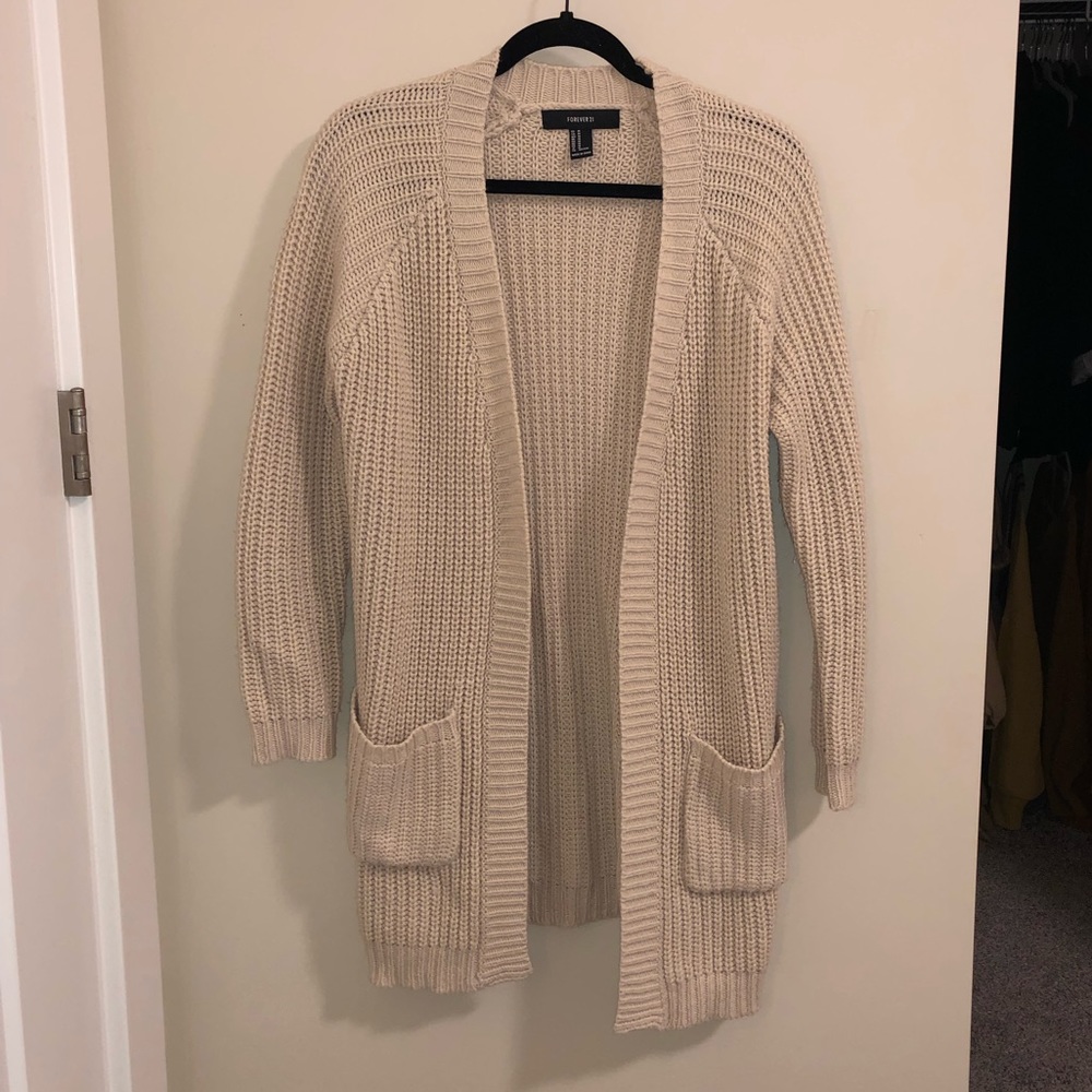 Cream Forever 21 Knit Cardigan